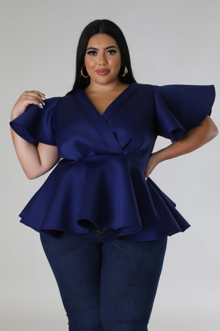 Navy Belle Peplum Top