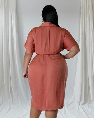 Terracotta Dream Wrap Dress - Plus Size Elegance