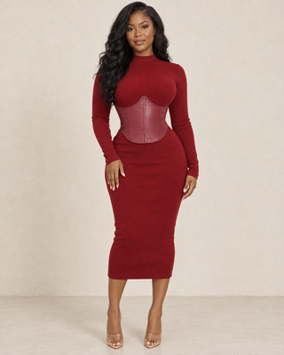 Ruby Reign Corset Midi Dress