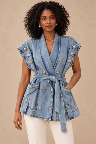 Denim Command Belted Vest Top