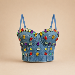 The Jewel Drip Denim Corset Top