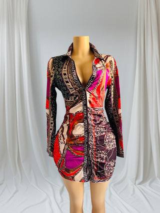 Eye Catching Modern Chain Mini Shirt Dress