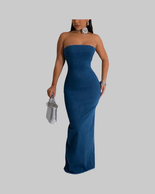 Denim Elegance Tube Dress Tulleys Boutique