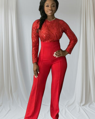 Elegant Formal Red Jumpsuit