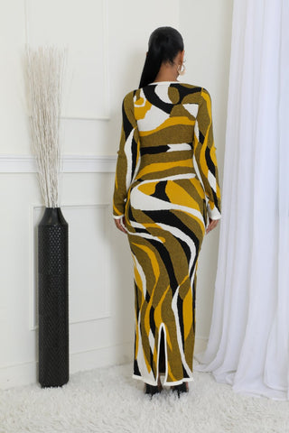 Golden Swirl Elegance Dress