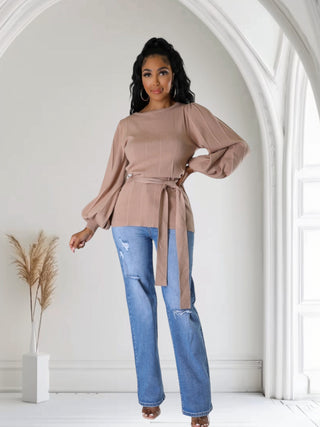 Blush Elegance Wide-Leg Pantsuit