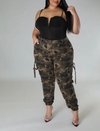Baddie in Camo Plus Size Cargo Jogger Pants, alternate view 3