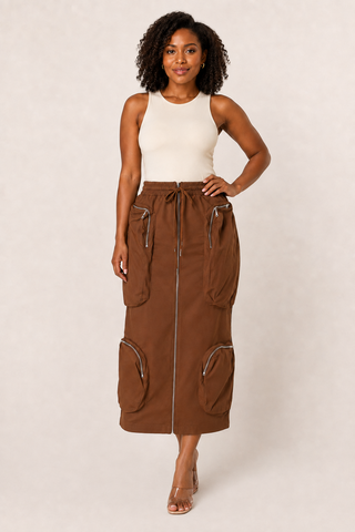 Utility Chic High Waist Cargo Skirt