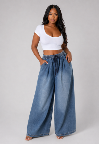 Easy Flow Wide-Leg Denim Pants