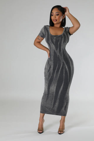 Elegant round neck stretch dress for women