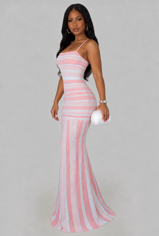Cotton Candy Dreams Petite Striped Mermaid Maxi Dress