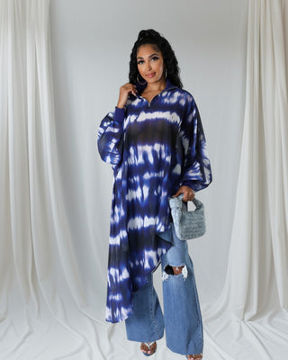 Midnight Waves Asymmetrical Tunic Top