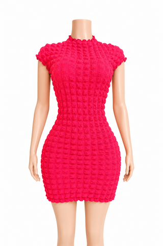 Hot Pink Textured Bodycon Mini Dress