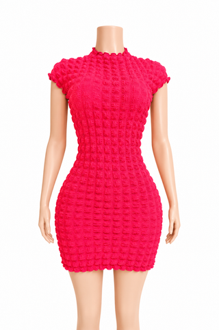 Hot Pink Textured Bodycon Mini Dress