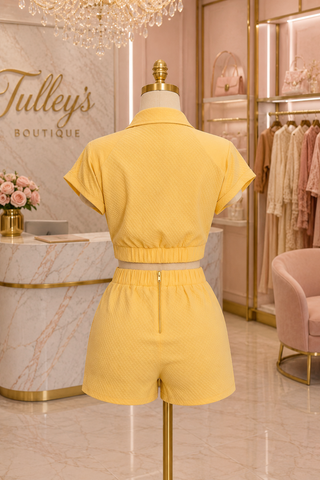 Golden Lace Detail Two Piece Short Set