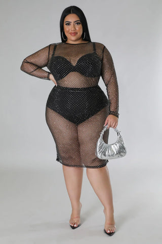 High waisted rhinestone skirt with elastic waistband and slit