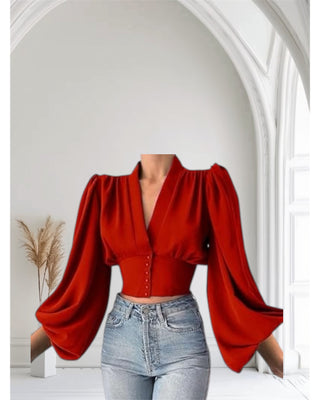 Luxe Satin Balloon Sleeve Blouse