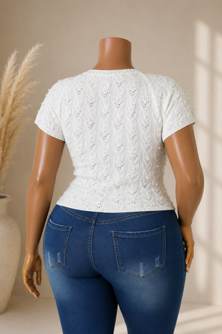 Women's Pearl Embellished Knit Top