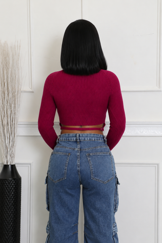 Mock Neck Cutout Crop Top