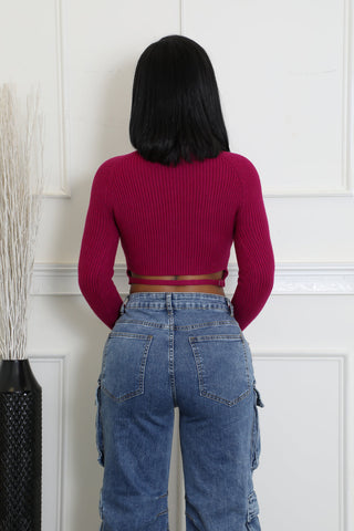 Mock Neck Cutout Crop Top