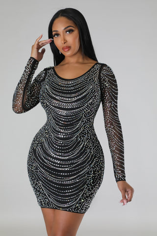 Exquisite Allure  Rhinestone Mini Dress
