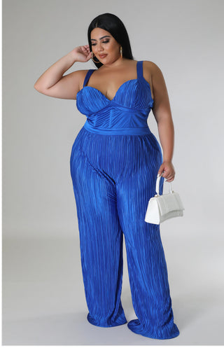 The Blue Satin Plus Size Jumpsuit