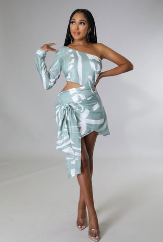 Abstract Muse One-Shoulder Mini Dress