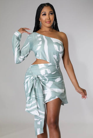 Abstract Muse One-Shoulder Mini Dress