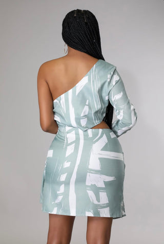 Abstract Muse One-Shoulder Mini Dress