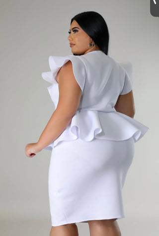 The Graceful Statement Peplum Midi Dress