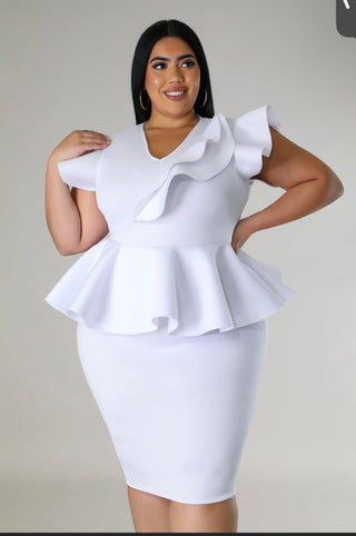 The Graceful Statement Peplum Midi Dress