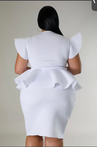 The Graceful Statement Peplum Midi Dress