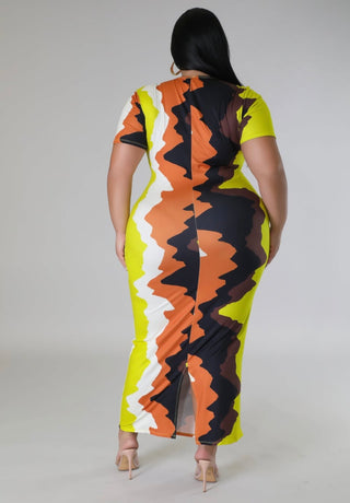 Sarah Plus Size V-Neck Stretch Maxi Dress