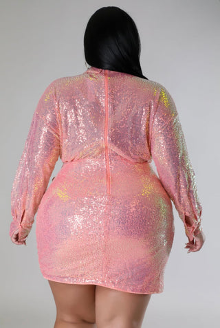The Rosé Glam Sequin Wrap Mini Dress