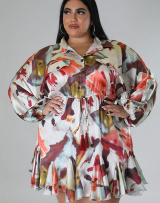 Autumn Muse Ruffle Mini Dress