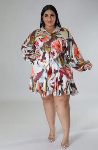Autumn Muse Ruffle Mini Dress
