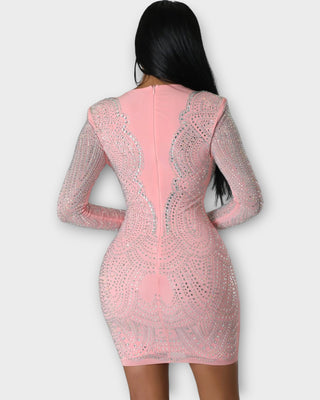 Diamond Illusion Rhinestone Mini Dress