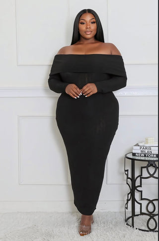 Black Off The Shoulder Long Sleeve Dress