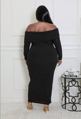 Black Off The Shoulder Long Sleeve Dress