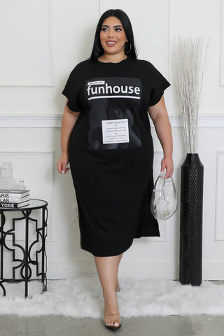 Funhouse Graphic Plus Size Midi T-Shirt Dress