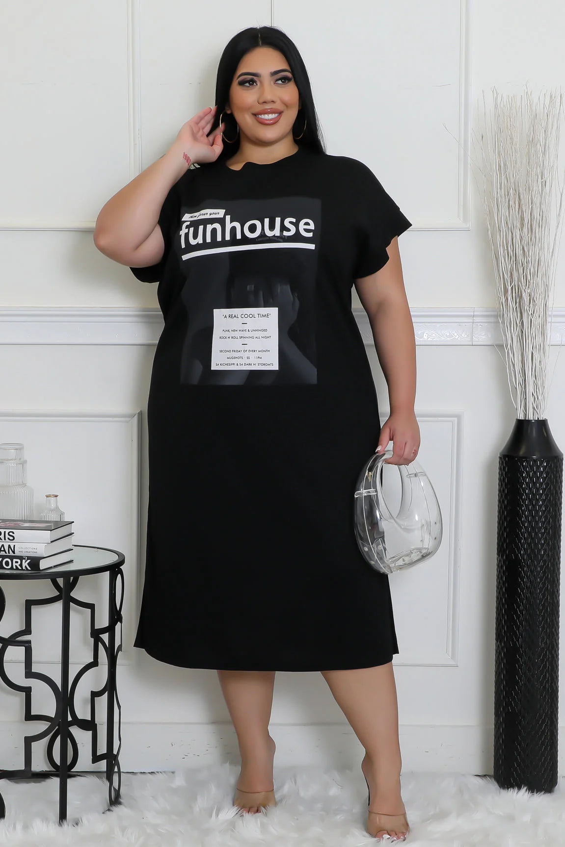Funhouse Graphic Plus Size Midi T-Shirt Dress | Tulley's Boutique Tulleys Boutique Funhouse Graphic Plus Size Midi T-Shirt Dress | Tulley's Boutique Tulleys Boutique