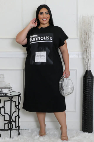 Funhouse Graphic Plus Size Midi T-Shirt Dress