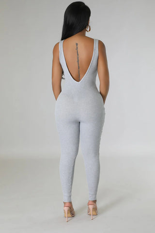 The Sculpt V-Back Ribbed Romper