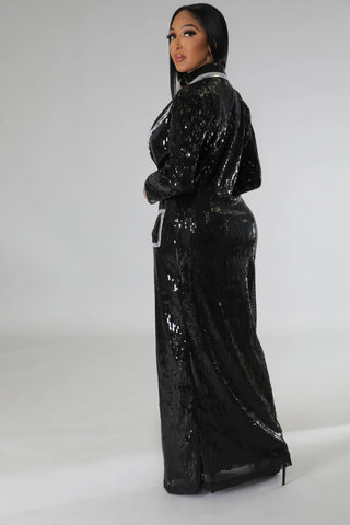 Showstopper Sequin Lapel Maxi Coat Dress - Tulleys Boutique