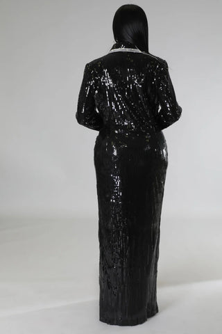 Showstopper Sequin Lapel Maxi Coat Dress - Tulleys Boutique
