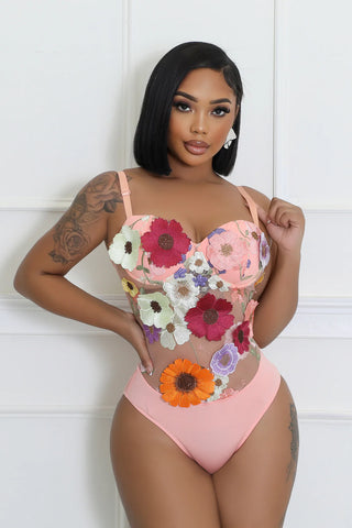 Floral Mesh Sweetheart Boutique Bodysuit