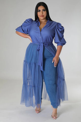 Bougie Tulle Cascade Button - Up Top - Tulleys Boutique