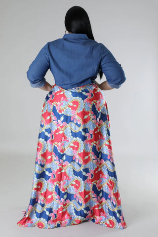 Blue Dynasty Satin Chain Maxi Dress - Tulleys Boutique