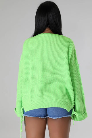 Women long sleeve round neck knit sweater