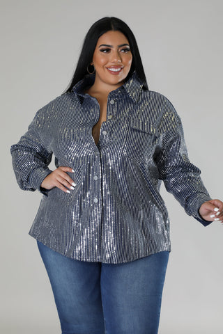 sequin denim blouse women boutique
